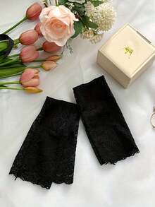 2026 NEW 4pcs Lace Sun Protection Arm Sleeves For Women - Elegant & Breathable Knit Fabric, Solid Color Design, Essential For Summer Outings |   Graceful Sleeve Style |   Knit Structure - Multicolor - View 4