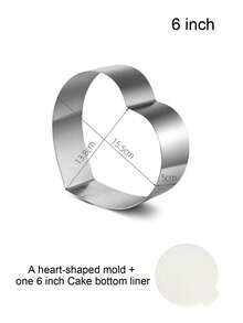 Bộ 2 khuôn làm mousse bằng thép không gỉ, kích thước 4/6/8 inch, hình trái tim/vuông/tròn, kèm đế lót bánh, thích hợp cho các buổi họp mặt gia đình, tiệc tùng, đám cưới. - Bạc - Xem 10