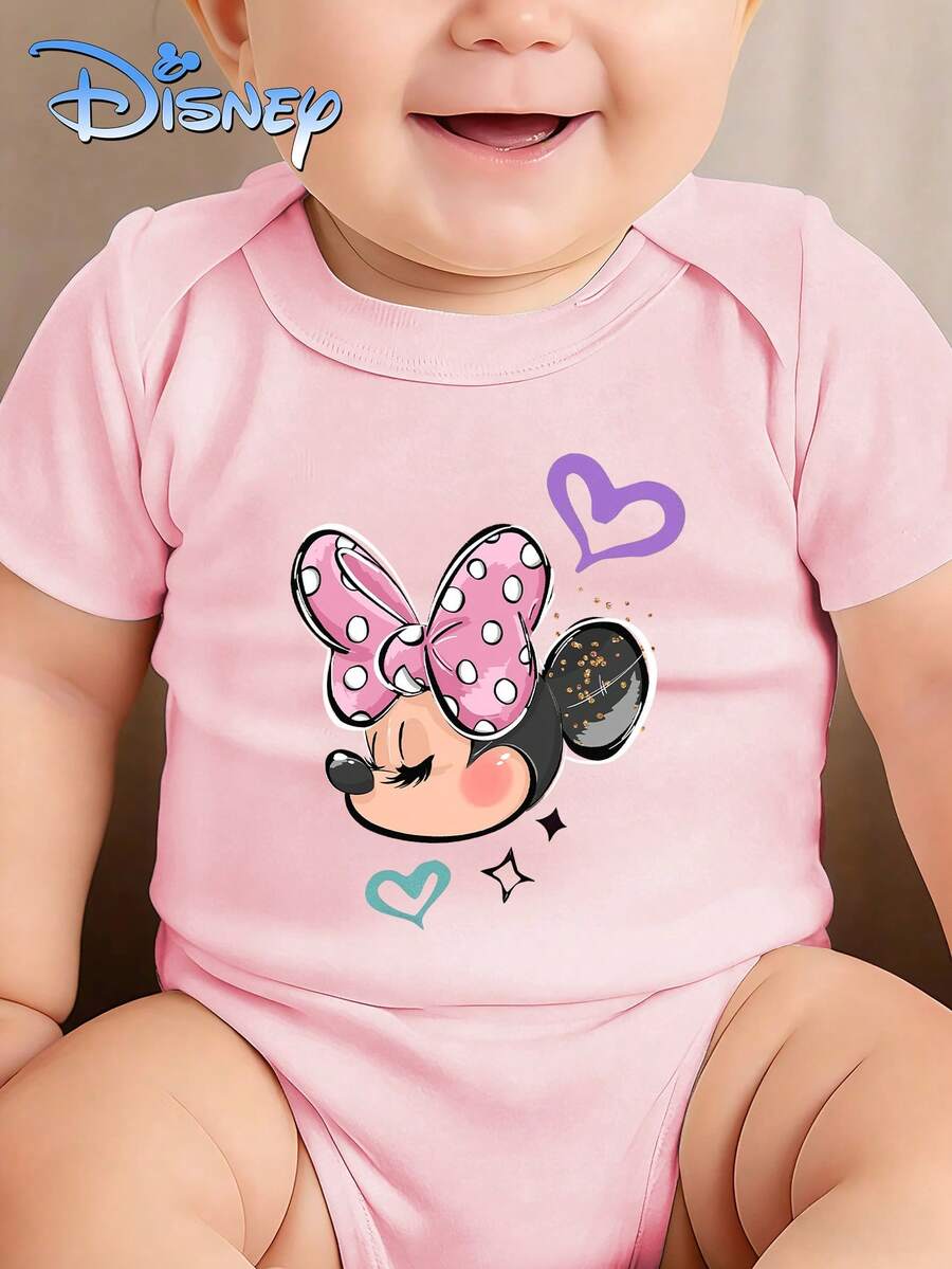 Newborn One-Piece Swaddling Blanket - Girl's Style - Boy's Style - Decorated With Mickey Mouse's Love Butterfly Knot Pattern From Disney - Tracking Style And Infant Set - Summer Outdoor Leisure Round-Neck Cover, With Triangular Bottom Hem - Summer Bestseller - Sweet Style - Warm And Cuddly - The Perfect Holiday Gift For Babies And Young Children - Màu Hồng baby - Xem 1