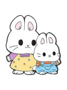 QIHOO 1 Peça Broche de Esmalte Fofo de Coelho Mãe e Bebê, Broches de Esmalte de Animal Kawaii, Distintivo de Lapela da Moda, Alfinete para Mochila, Roupas, Jóias, Bolsa, Imperdível, Presente de Formatura - Multicolorido - Visão 8