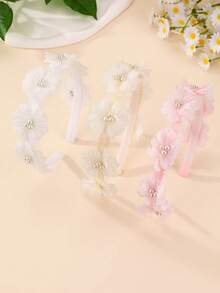 1pc/3pcs Girls Pearl & Faux Flower Headband Set, Suitable For Daily Decoration, Gift - Multicolor - View 11