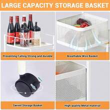 Beaully 5 Tier Rolling Storage Cart, Metal Mesh Rolling Cart Organizer With Top Lid - White - View 3