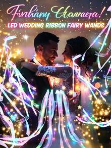 5/10pcs Colorful Wedding Wands, Ribbons, Valentine's Day, 3 Color Flashing Functions, Glowing LED Silk Fairy Wands, Lace Wands With Bells, Suitable For Wedding Reception, Graduation Ceremony, New Year's Eve, Birthday Party (Colorful Light) - Fairy Wand - View 6
