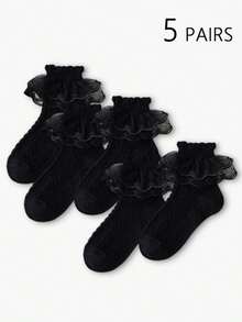 5双装儿童卡通可爱透气舒适多功能短袜 - 彩色 - 查看 3