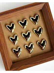 15pcs Heart-Shaped Decorative Push Pins (With Storage Box), Cute Gold Pins, Suitable For Bulletin Boards, Office Or Home Decor (Gold) - Sets - View 4
