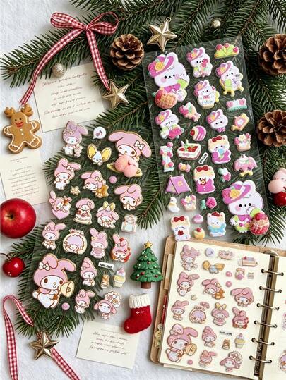 Sega Cute 3D Squishy PP Bubble Stickers Set, Kawaii Cartoon Animal & Sweet Dessert Themed Puffy Decals For Scrapbooking, Journaling, DIY Crafts, Water Bottle & Laptop Decoration