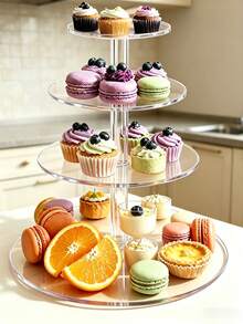 Soporte de pastel de varios niveles, estante redondo para postres, soporte para exhibir cupcakes, soporte para cake pops, hecho de material acrílico, herramientas de hornear y pastelería, moldes para contenedores de pasteles, suministros de hornear, utensilios de cocina, suministros para fiestas, accesorios para pasteles y postres, adecuado para reuniones, bodas, fiestas de cumpleaños, regalos del Día de la Madre, regalos del Día del Padre - transparente - Ver 4