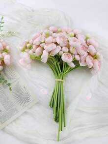 12 piezas de flores artificiales de ranúnculo, rosas falsas, ranúnculos pequeños de seda, flores artificiales a granel para ramos de boda, decoración de mesa, fiesta nupcial, Día de San Valentín, decoración del Día de la Madre - Multicolor - Ver 5