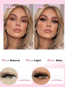 anlinnet 10排/盒 自粘式3D猫眼睫毛簇，分段式延长可重复使用便携式化妆无胶假睫毛，自然睫毛簇 - 查看 4
