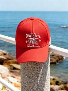 1pc Unisex Von-Dutchs Print Baseball Cap, Sun Hat, Curved Brim, Dad Cap. Suitable For Daily Use And Outdoor Activities. Outdoor Adjustable Sun Cap. Spring-Summer Travel, Tourism, Beach Vacation Hat. Y2K-Style Hats For Youth Hats, Sports Hats, Hats For Men, Caps For Men, Mens Hats, Hats For Men, Caps,Hat For Women - 紅色3 - 查看 4
