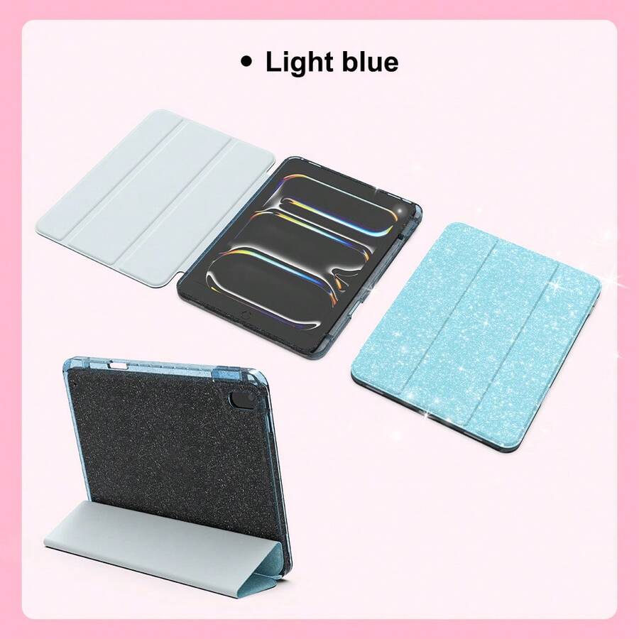 适用于 iPad 10/11 代、A16/Air4/5/6/7 的透明防震保护壳(1 件装) - 閃光藍色 - 查看 1