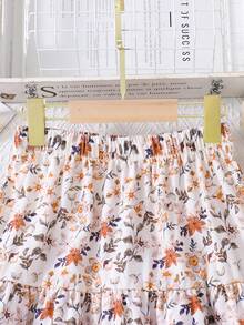 Falda casual de niña con estampado de mariposa, verano - Albaricoque - Ver 3