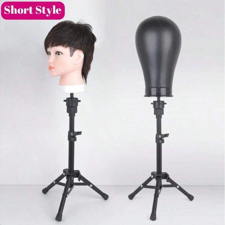 Giá đỡ tóc giả mini có thể điều chỉnh, chân đế ba chân bằng kim loại dành cho đầu ma-nơ-canh bằng vải canvas và xốp, thích hợp cho việc thực hành làm tóc, tạo kiểu tóc, tết tóc và trưng bày tại salon. - 1PC - Xem 1