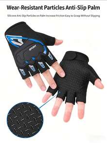 1 Pair Unisex Half Finger Sports Gloves - Breathable Mesh Sports Gloves With Shock Absorption Pad, Anti-Slip Grip, Adjustable Wrist Strap, Suitable For Cycling, Hiking, Climbing, Fitness, Fishing, Golf And Outdoor Activities,Summer,Festival - Multicolor - View 4