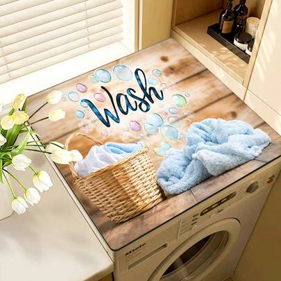 1 tấm phủ lồng giặt và máy sấy họa tiết khăn và giỏ, thảm lót lồng giặt in nhiều màu sắc, thích hợp cho bề mặt tủ lạnh và tủ đầu giường, thảm máy pha cà phê, tấm thấm hút mặt bàn bếp, tấm phủ chống bụi cho máy giặt, miếng hút chân không cho máy giặt, thảm thoát nước bồn rửa, thảm cho thú cưng, thảm bồn rửa mặt phòng tắm, trang trí bàn ngoài trời nhà hàng, đồ dùng nhà bếp gia đình
