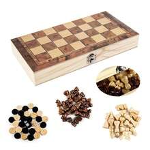 Large Foldable Wooden International Chess Set With Storage Box, Classic Strategy Board Game Suitable For Adults And Families, Portable Travel Chess Game, Family Entertainment Leisure Game, Birthday Mother's Day Holiday Gift - Multicolor - View 2