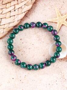 Pulsera de estilo bohemio de rubí y zoisita de 8 mm, pulsera de cuentas de piedras preciosas verdes, cristales de curación del corazón y el alma, protección, elástica, apilable, hecha a mano, joyería para mujeres y hombres - Multicolor - Ver 8