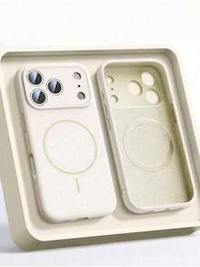 Solid Color Silicone 1pc For Magsafe Liquid Silicone Phone Cases For IPhone1Pro Max 17Pro 17 16 15 14 13 12 Pro Max 16 Plus Air Case Magnetic Wireless Charging Cover Spring Birthday Gift - Antique White - View 1