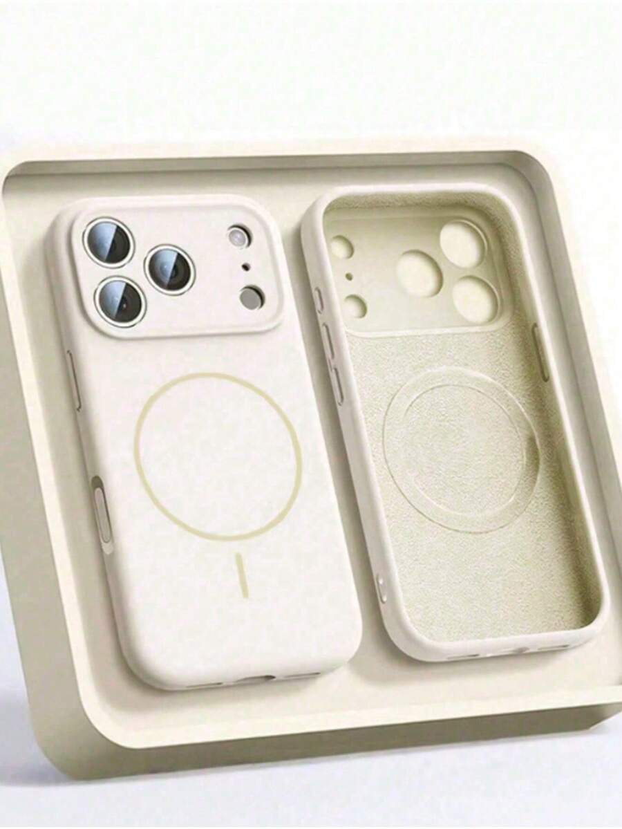 Solid Color Silicone 1pc For Magsafe Liquid Silicone Phone Cases For IPhone1Pro Max 17Pro 17 16 15 14 13 12 Pro Max 16 Plus Air Case Magnetic Wireless Charging Cover Spring Birthday Gift - Antique White - View 1