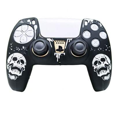 ForPS5 Controller Silicone Cover Soft Skin Case With Laser Engraving 2 Thumb Grips Anti-Slip Shockproof Dustproof Covers