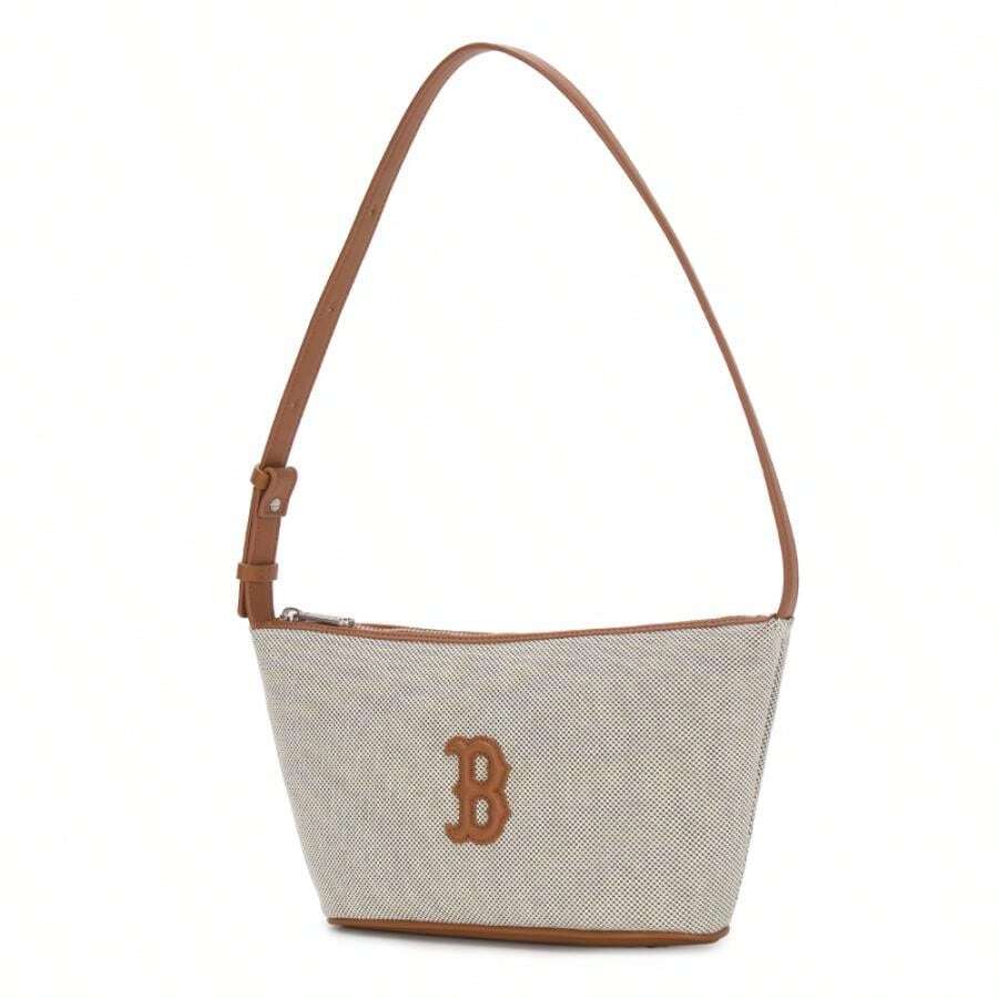 MLB 2026 Spring New Basic Canvas Hobo Bag, Unisex Casual Shoulder Bag For Outdoor Sports & Daily Wear, Style Code: 3ABQBC15N-43BRD - Beige/Brown - View 1