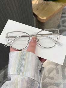 1pc Women's Multi-Color Cat Eye Metal Frame Fashion Retro Simple Personalized Spring Leg Casual Wear Stylish Non-Prescription Glasses2026 - Nhiều màu 3 - Xem 9
