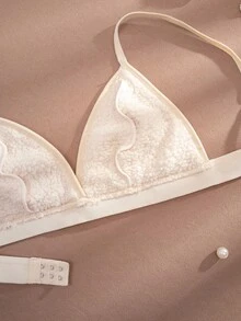 1套女士纯色毛绒舒适内衣套装 - 米色 - 查看 5