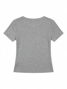 芭蕾舞系带短袖T恤 - 灰色 - 查看 2