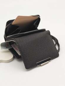 MINGYOU Short Tri-Fold Handbag Wallet, PU Leather Women's Multi-Function Wallet With Zipper, Large Capacity Coin Purse, ID Card Holder - Black - View 3