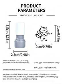 1pc Cute Cat "Meow" Stamp, Cartoon Decorative Stamp Suitable For Scrapbooking DIY, Student Stationery Gift For Classmates - A - View 4