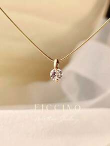 FICCINO Classic Gold-Plated Round Cubic Zirconia Pendant Jewelry With Titanium Steel Snake Chain Necklace, Wearable For Daily Outfits/ Gift Set With Box For Festivals And Anniversaries MZRI - 534n - View 2