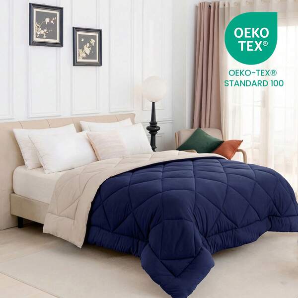 Good Nite Reversible All-Season Duvet Machine Washable Soft Warm Lightweight Breathable Comforter 135x200cm Single 200x200cm Double 230x220cm King Size Cozy Sleep Two-Tone Design Blue