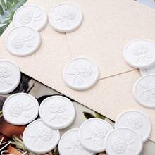 25张3D绣球花婚礼邀请函信封封口贴纸，自粘贴纸，适用于邀请函、圣诞节、礼品包装 - 白色 - 白色 - 查看 5