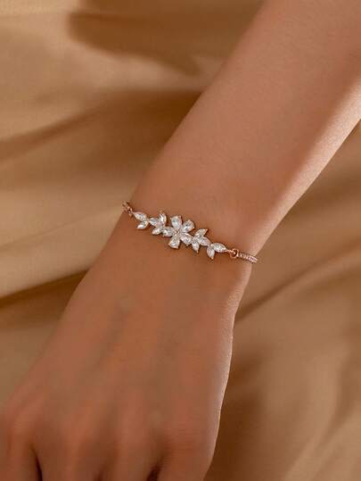 1 pezzo Braccialetto di moda da donna, elegante gioiello floreale regolabile in lunghezza, adatto per uso quotidiano e vacanze, senza scatola inclusa
