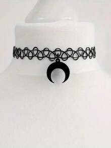 1pc Gothic Style Unique Bat, Crescent Moon Pendant Necklace, Adjustable Elastic Cord Choker Necklace, Hollow Design, Suitable For Women, Ideal For Back To School, Valentine's Day, Wedding, Festival, Birthday, Holiday, Party, Daily Wear - Nhiều màu 2 - Xem 8