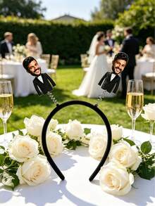 Personalized Wedding Party Decorations, Custom Face, Suitable For Wedding Party Photo Props And Decorations, Personalized Photo Headband - Custom Wedding Hat Headband Party Decorations, Theme Party, Bridal Shower Gifts - Multicolor - View 2