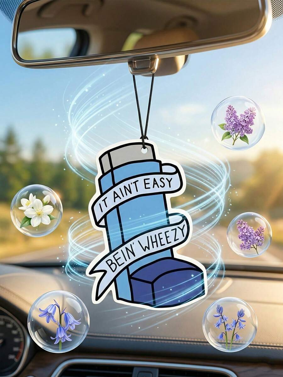 1 pieza Ambientador colgante para coche con forma de inhalador divertido, almohadilla de fragancia duradera, adorno desodorizante lindo, adecuado para vehículo, armario, clóset, hogar y habitación, tarjeta de fragancia colgante creativa - Multifragancia - Ver 1