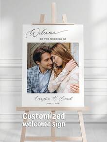 Customizable Party Welcome Sign - Modern Style Photo Welcome Sign. Suitable For Weddings, Birthday Parties And Theme Parties. Fully Customizable With Your Favorite Photo, Name And Date. - Multicolor 02 - View 5