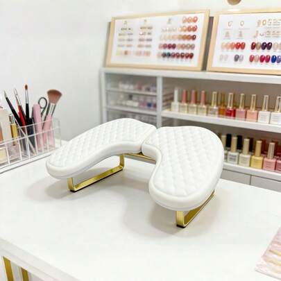Giá đỡ tay tách rời tiện dụng cho thợ làm móng, gối kê tay chuyên nghiệp với chân đế kim loại vàng chắc chắn, giảm 40% mỏi cổ tay và vai trong các buổi làm móng dài, giá đỡ tay chất lượng salon dành cho móng acrylic, móng gel, móng bột nhúng, nối móng, nghệ thuật vẽ móng, làm móng.