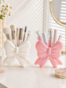 1pc/2pcs Bow Cosmetic Storage Box, Desktop Makeup Brush & Lipstick Organizer Holder - Standing Butterfly - View 2