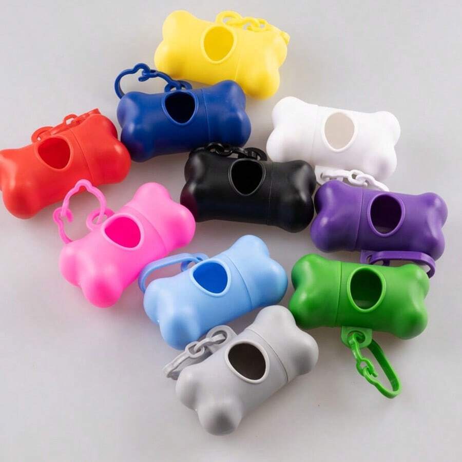 1pc Bone-Shaped Pet Waste Bag Holder, Portable Dog Poop Bag Dispenser - Multicolor - View 1