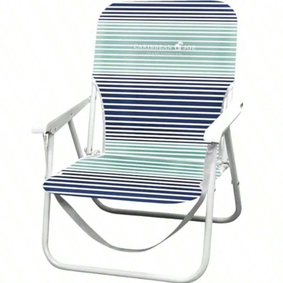 Caribbean Joe - Silla de Playa Plegable 1 posición Ligera y portátil Plegable para Acampar al Aire última intervensión con Correa de Transporte - Raya horizonte - Ver 1