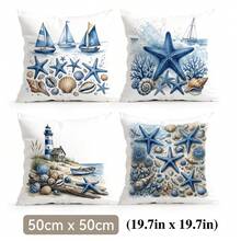 4 buah Sarung Bantal Motif Cat Air Bertema Bahari, Sarung Bantal Cetak Satu Sisi, Cocok untuk Ruang Tamu, Kamar Tidur, Dekorasi Rumah, Sepanjang Musim - MultiWarna - View 12