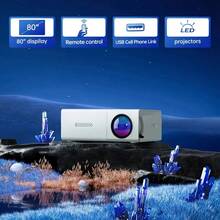 1080P HD Projektor, unterstützt kabelgebundene Verbindung mit Smartphones, 50 ANSI Lumen Basismodell, native 240P Auflösung, unterstützt 1080P Dekodierung, geeignet für HD, USB, AV, Laptops und andere Geräte, einsetzbar für Heimkino, Camping, Büro, Klassenzimmer und mehr - Weiss - Übersicht 9