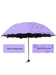 1pc Creative Hibiscus Pattern UV Protection Umbrella - Classic Round Folding Umbrella With Metal Shaft, Manual Open, Multipurpose Outdoor Furniture, Including Canopy, Easy To Clean - Multicolor - View 19