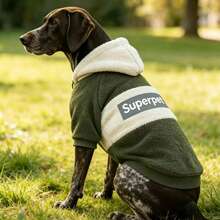 Chaqueta de forro polar cálida para perros grandes/extra grandes, sudadera con capucha para Golden Retriever, Labrador, Samoyedo, abrigo grueso para mascotas para otoño/invierno - Caqui - Ver 7