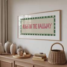 1pc Frameless Corridor Hug Pattern Wide Banner Entrance Wall Art Canvas Poster Print, Suitable For Living Room, Bedroom, Dormitory Decor - Font - View 4
