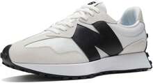 New Balance 327 Zapatos casuales para mujer, de suela baja, de cuero, con plantilla acolchada de espuma, de apoyo suave y cordones fáciles de atar, para caminar a diario en todas las estaciones, color negro sal marina WS327FE - Blanco/Negro - Ver 2