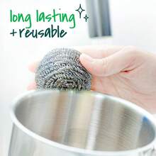 Stainless Steel Scrubbers, Scouring Pads For Cleaning Tough Baked-On Messes, Metal Scrubbers For Cleaning Dishes, Kitchen Essentials Cleaning Supplies Household Items, 3 Scrub Pads - 3 Scrubbers - 查看 5
