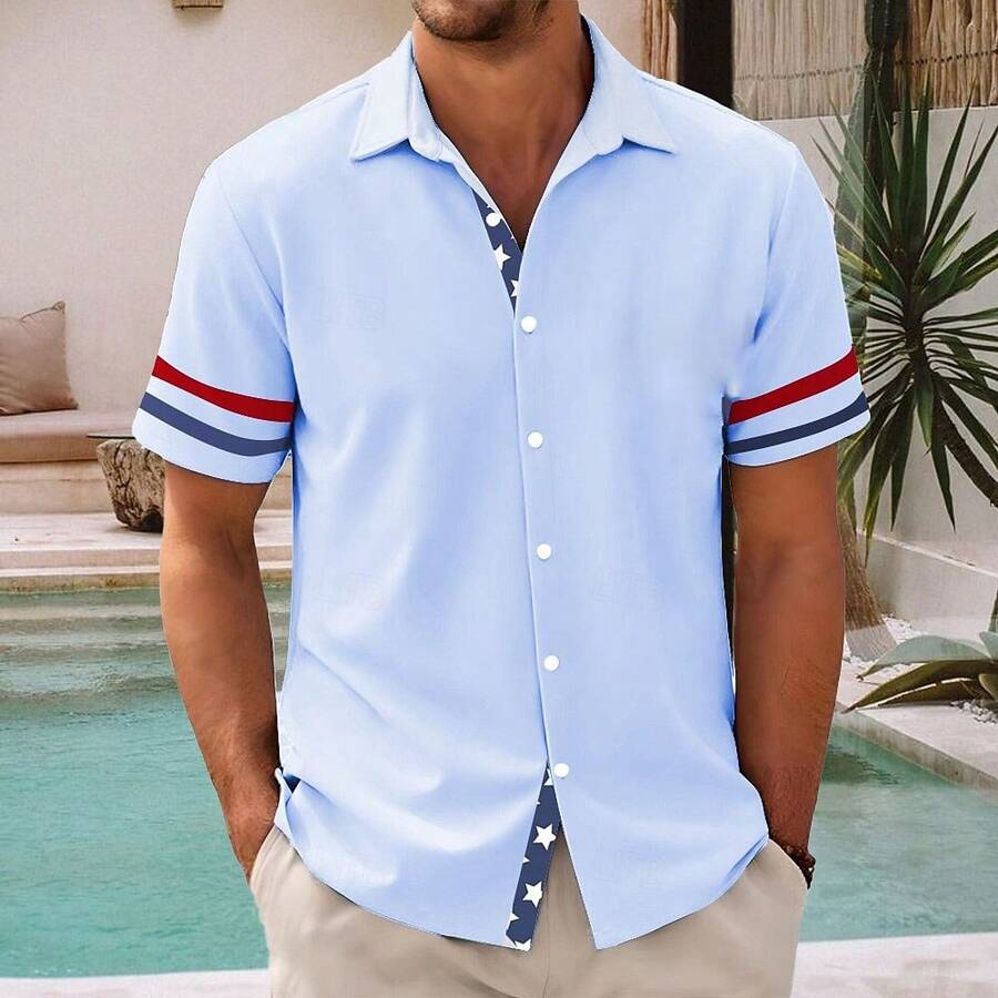 America's 250th Anniversary Independence Day Men's American US Flag Patriotic Fourth Of July Shirt Summer Shirt Button Up Shirt Short Sleeve Fashion Casual Holiday Summer Spring Turndown 3D Print - A508D-AL25283 - 查看 1